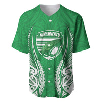 Manawatu 2026 Rugby Custom Baseball Jersey NZ Maori Silver Fern LT14 Green - Polynesian Pride