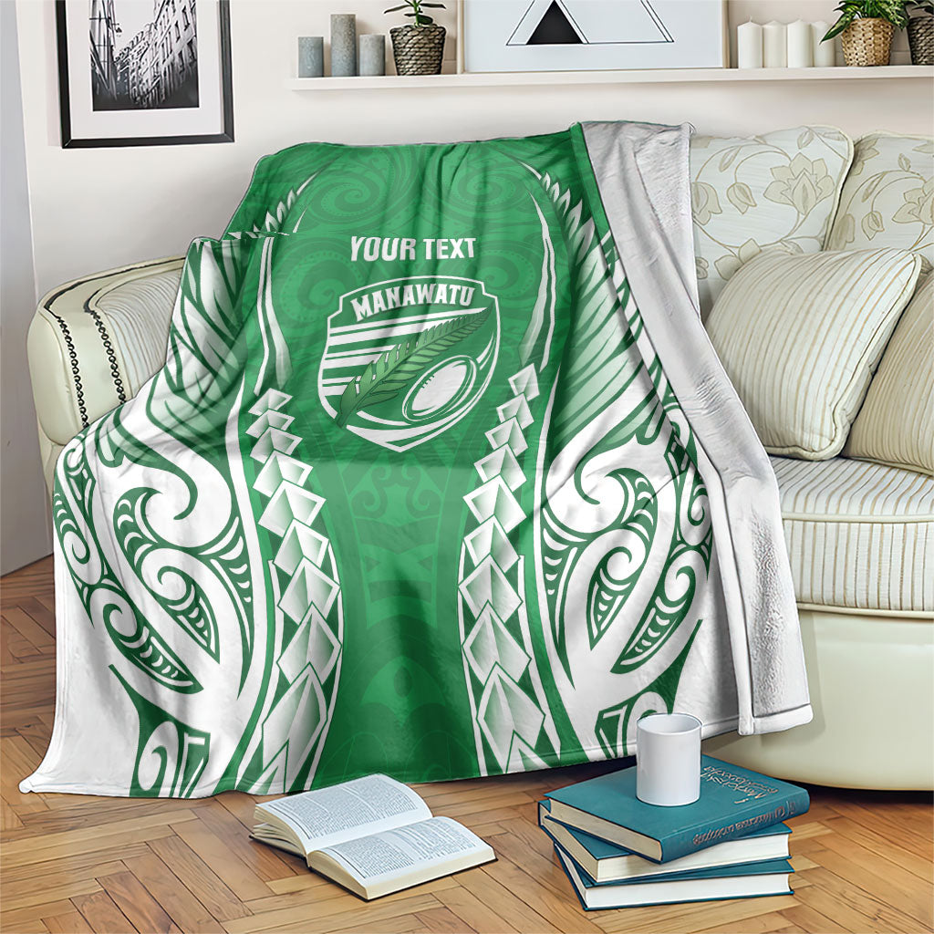 Manawatu 2026 Rugby Custom Blanket NZ Maori Silver Fern LT14 Green - Polynesian Pride