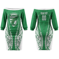 Manawatu 2026 Rugby Custom Couples Matching Off The Shoulder Long Sleeve Dress and Long Sleeve Button Shirt NZ Maori Silver Fern LT14