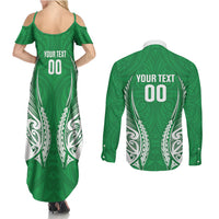 Manawatu 2026 Rugby Custom Couples Matching Summer Maxi Dress and Long Sleeve Button Shirt NZ Maori Silver Fern