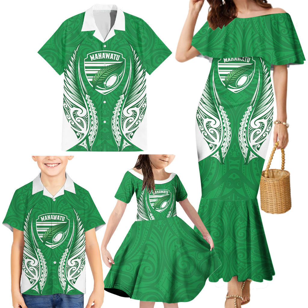 Manawatu 2026 Rugby Custom Family Matching Mermaid Dress and Hawaiian Shirt NZ Maori Silver Fern LT14 - Polynesian Pride