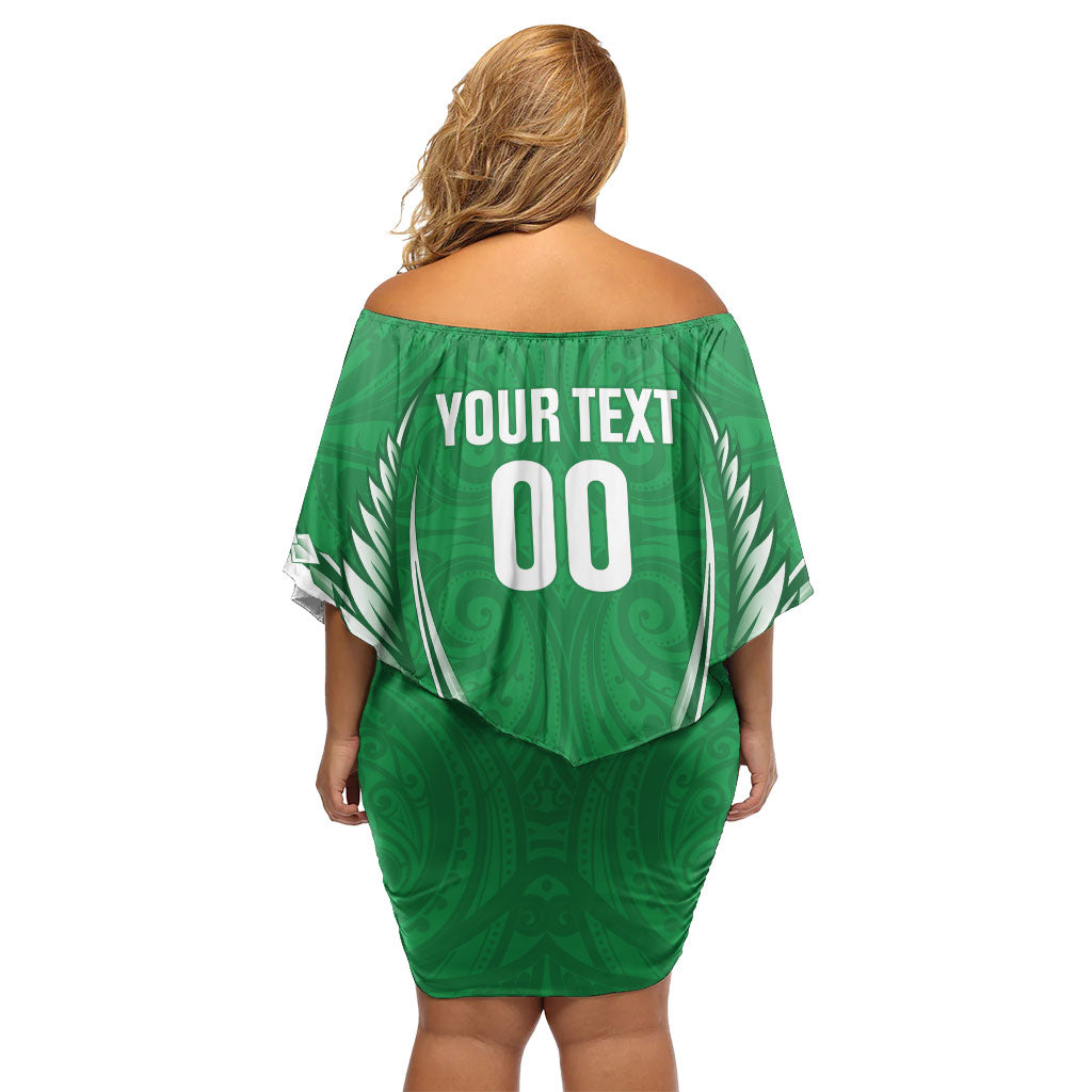 Manawatu 2026 Rugby Custom Family Matching Off Shoulder Short Dress and Hawaiian Shirt NZ Maori Silver Fern