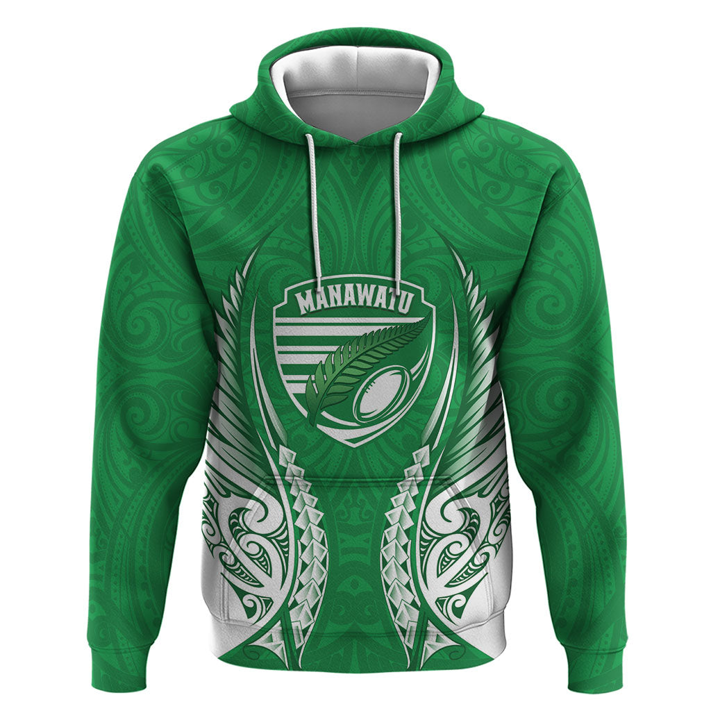 Manawatu 2026 Rugby Custom Hoodie NZ Maori Silver Fern LT14 Pullover Hoodie Green - Polynesian Pride