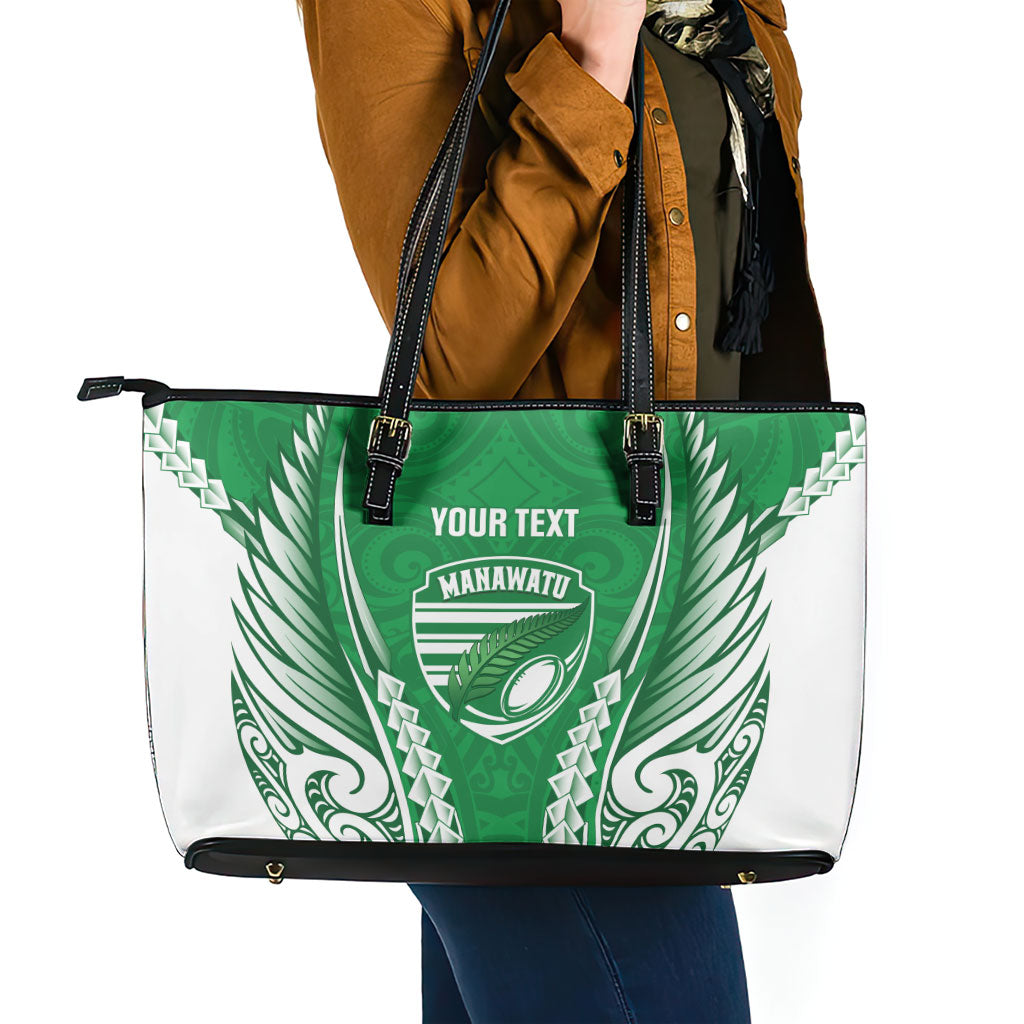 Manawatu 2026 Rugby Custom Leather Tote Bag NZ Maori Silver Fern LT14 - Polynesian Pride