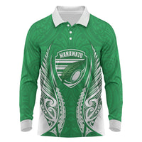 Manawatu 2026 Rugby Custom Long Sleeve Polo Shirt NZ Maori Silver Fern