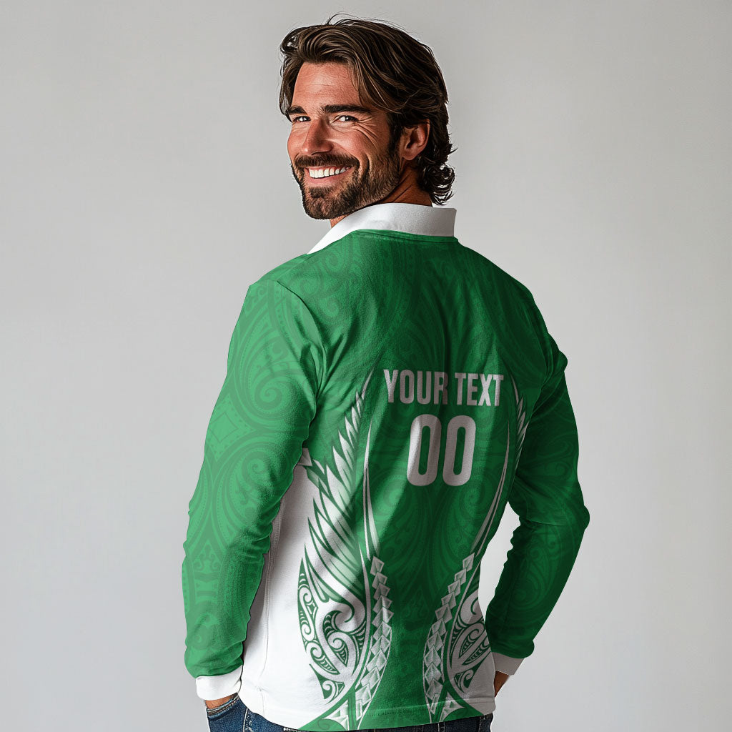 Manawatu 2026 Rugby Custom Long Sleeve Polo Shirt NZ Maori Silver Fern
