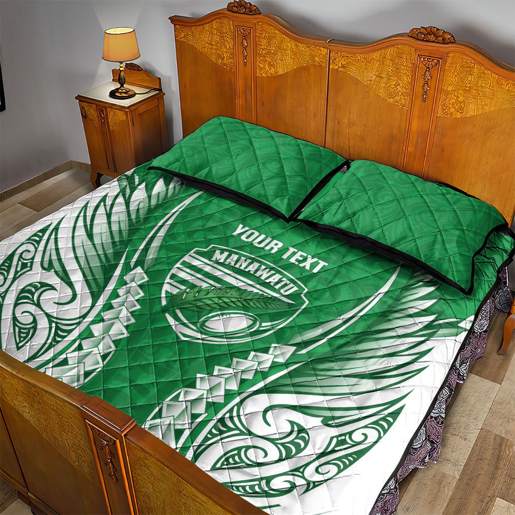 Manawatu 2026 Rugby Custom Quilt Bed Set NZ Maori Silver Fern LT14 - Polynesian Pride