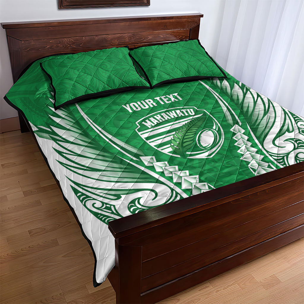 Manawatu 2026 Rugby Custom Quilt Bed Set NZ Maori Silver Fern LT14 - Polynesian Pride