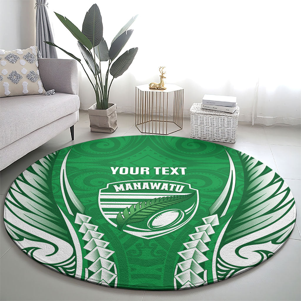 Manawatu 2026 Rugby Custom Round Carpet NZ Maori Silver Fern LT14 - Polynesian Pride