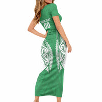 Manawatu 2026 Rugby Custom Short Sleeve Bodycon Dress NZ Maori Silver Fern LT14 - Polynesian Pride