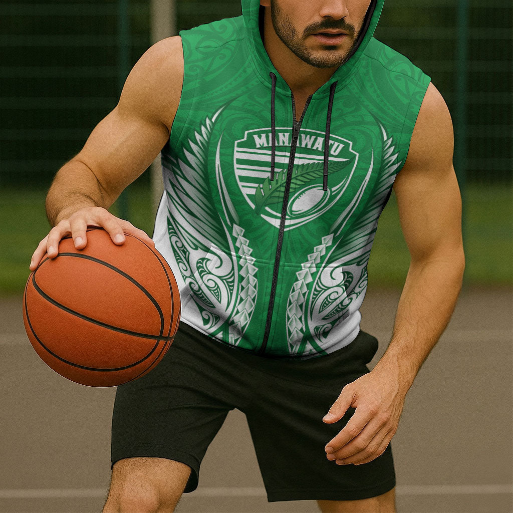 Manawatu 2026 Rugby Custom Sleeveless Zip Hoodie NZ Maori Silver Fern