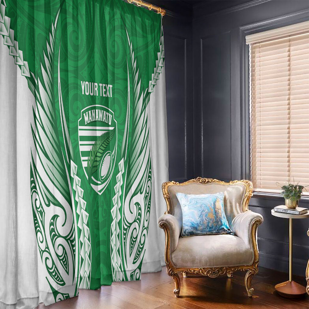 Manawatu 2026 Rugby Custom Window Curtain NZ Maori Silver Fern LT14 - Polynesian Pride