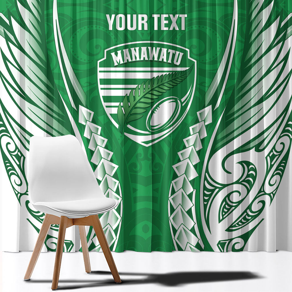 Manawatu 2026 Rugby Custom Window Curtain NZ Maori Silver Fern LT14 - Polynesian Pride
