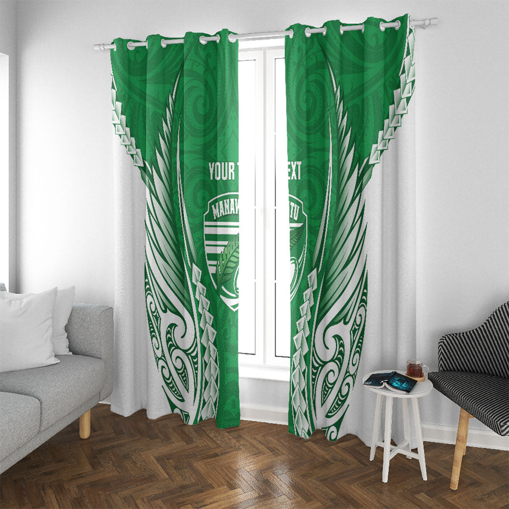 Manawatu 2026 Rugby Custom Window Curtain NZ Maori Silver Fern LT14 With Grommets Green - Polynesian Pride