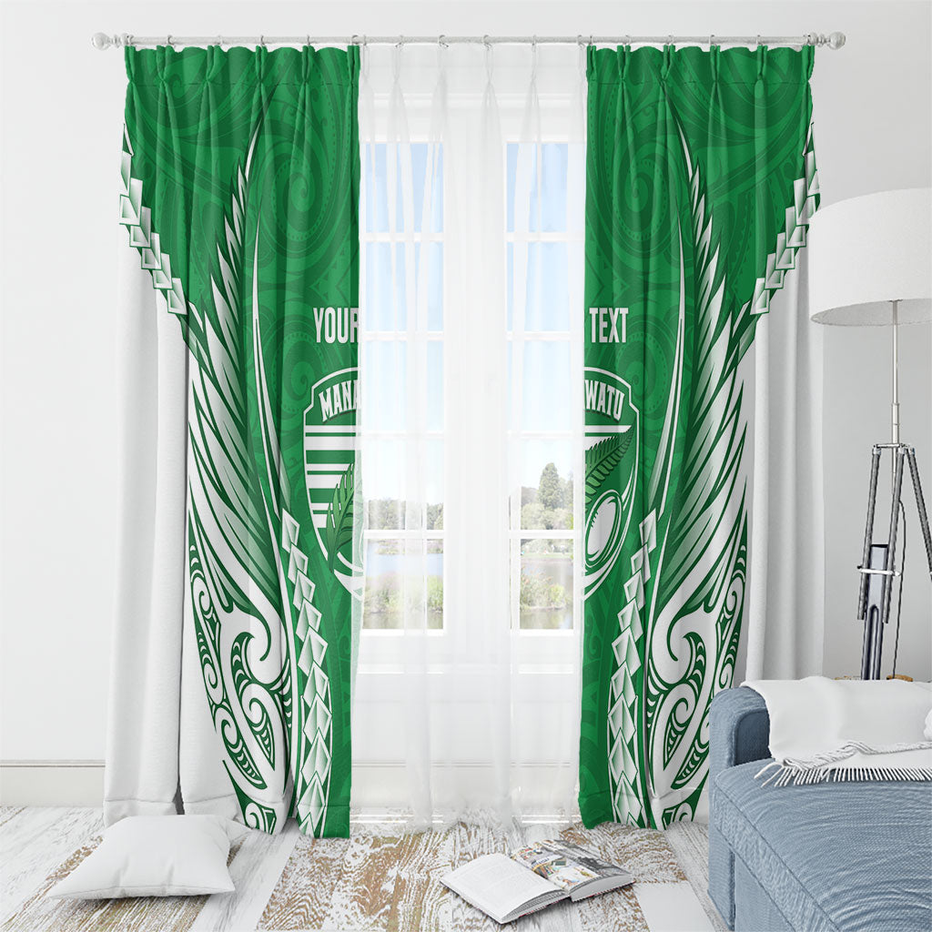 Manawatu 2026 Rugby Custom Window Curtain NZ Maori Silver Fern LT14 - Polynesian Pride