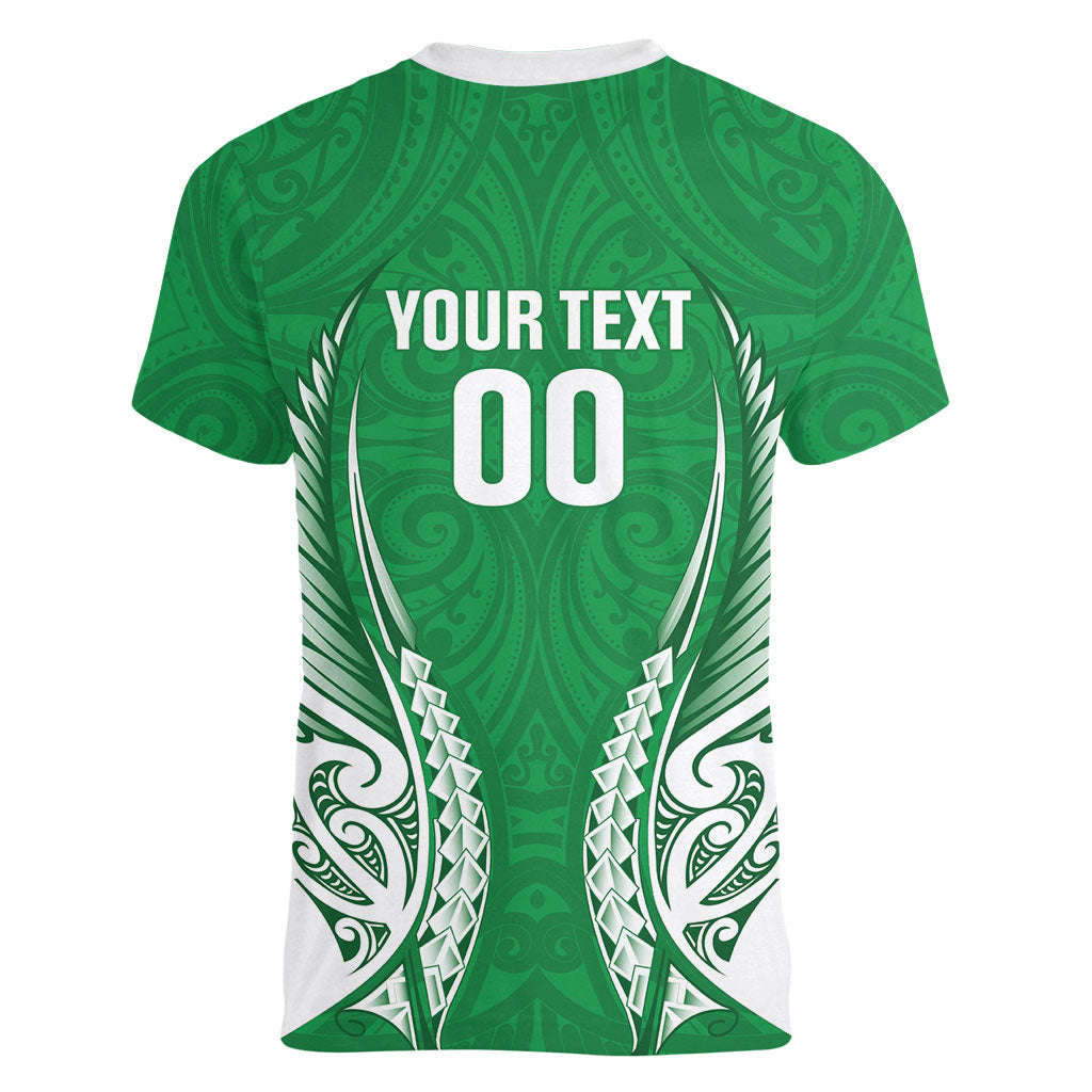 Manawatu 2026 Rugby Custom Women V-Neck T-Shirt NZ Maori Silver Fern