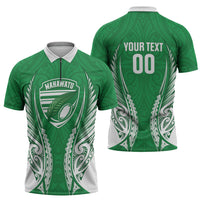 Manawatu 2026 Rugby Custom Zipper Polo Shirt NZ Maori Silver Fern