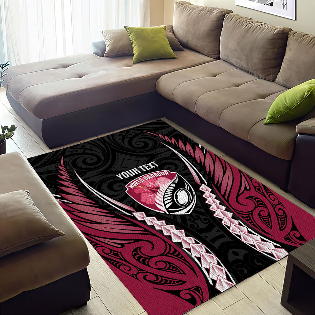 North Harbour 2026 Rugby Custom Area Rug NZ Maori Silver Fern LT14 - Polynesian Pride