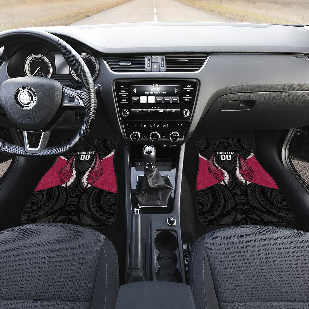 North Harbour 2026 Rugby Custom Car Mats NZ Maori Silver Fern LT14 Set 2pcs - Front Maroon - Polynesian Pride