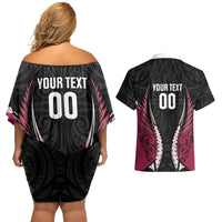 North Harbour 2026 Rugby Custom Couples Matching Off Shoulder Short Dress and Hawaiian Shirt NZ Maori Silver Fern