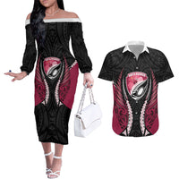 North Harbour 2026 Rugby Custom Couples Matching Off The Shoulder Long Sleeve Dress and Hawaiian Shirt NZ Maori Silver Fern