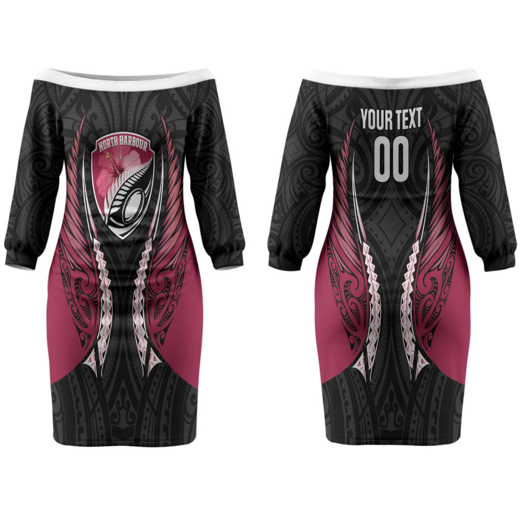 North Harbour 2026 Rugby Custom Couples Matching Off The Shoulder Long Sleeve Dress and Long Sleeve Button Shirt NZ Maori Silver Fern LT14