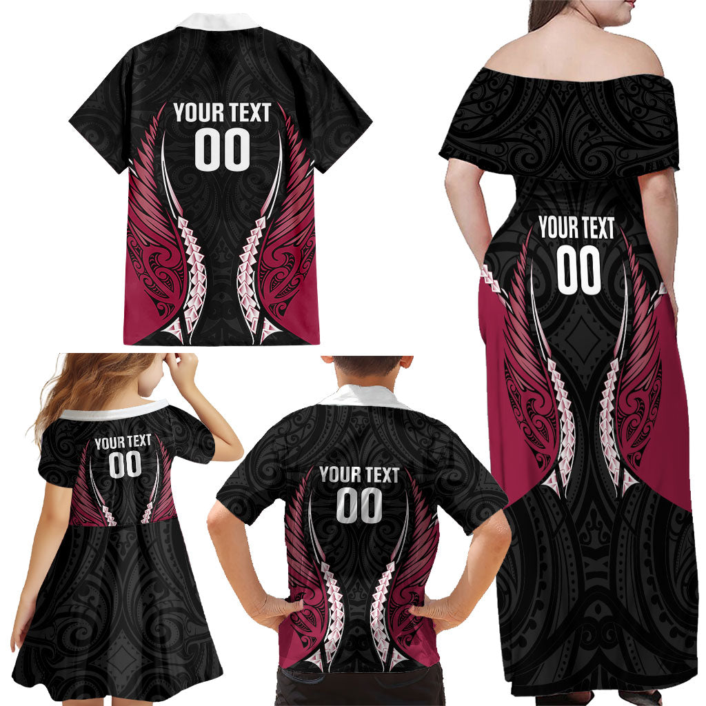 North Harbour 2026 Rugby Custom Family Matching Off Shoulder Maxi Dress and Hawaiian Shirt NZ Maori Silver Fern