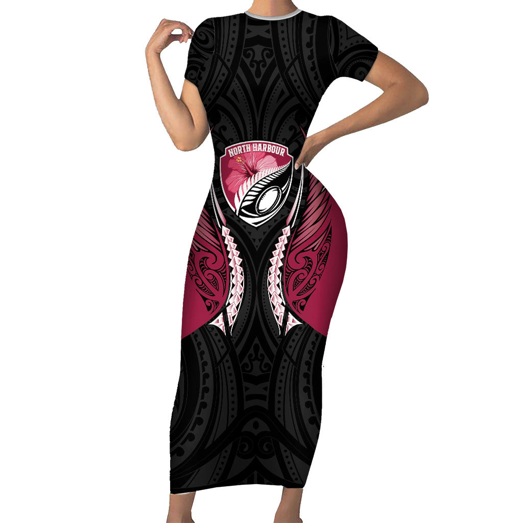 North Harbour 2026 Rugby Custom Family Matching Short Sleeve Bodycon Dress and Hawaiian Shirt NZ Maori Silver Fern