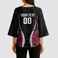 North Harbour 2026 Rugby Custom Kimono Sleeve Blouse NZ Maori Silver Fern LT14 - Polynesian Pride