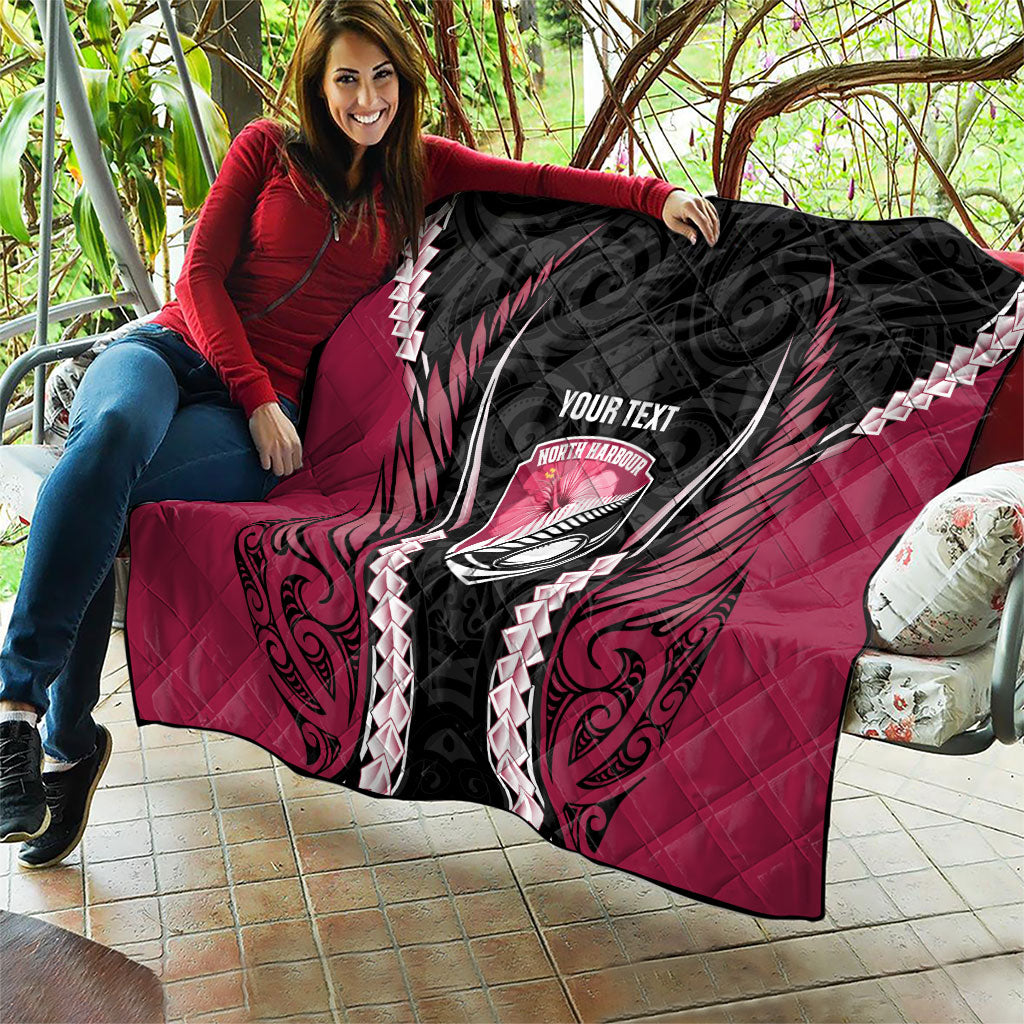 North Harbour 2026 Rugby Custom Quilt NZ Maori Silver Fern