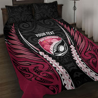 North Harbour 2026 Rugby Custom Quilt Bed Set NZ Maori Silver Fern LT14 Maroon - Polynesian Pride