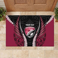 North Harbour 2026 Rugby Custom Rubber Doormat NZ Maori Silver Fern LT14 Maroon - Polynesian Pride