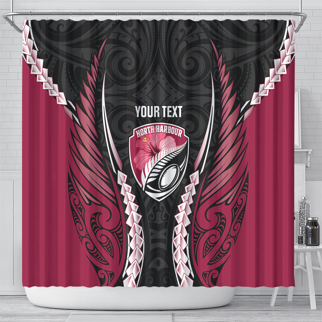 North Harbour 2026 Rugby Custom Shower Curtain NZ Maori Silver Fern