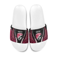 North Harbour 2026 Rugby Custom Slide Sandals NZ Maori Silver Fern LT14 Maroon - Polynesian Pride