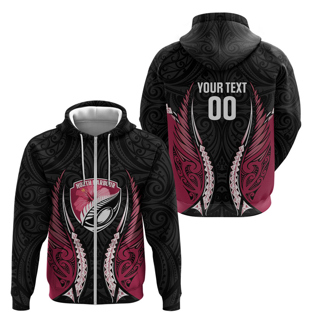 North Harbour 2026 Rugby Custom Zip Hoodie NZ Maori Silver Fern LT14 - Polynesian Pride