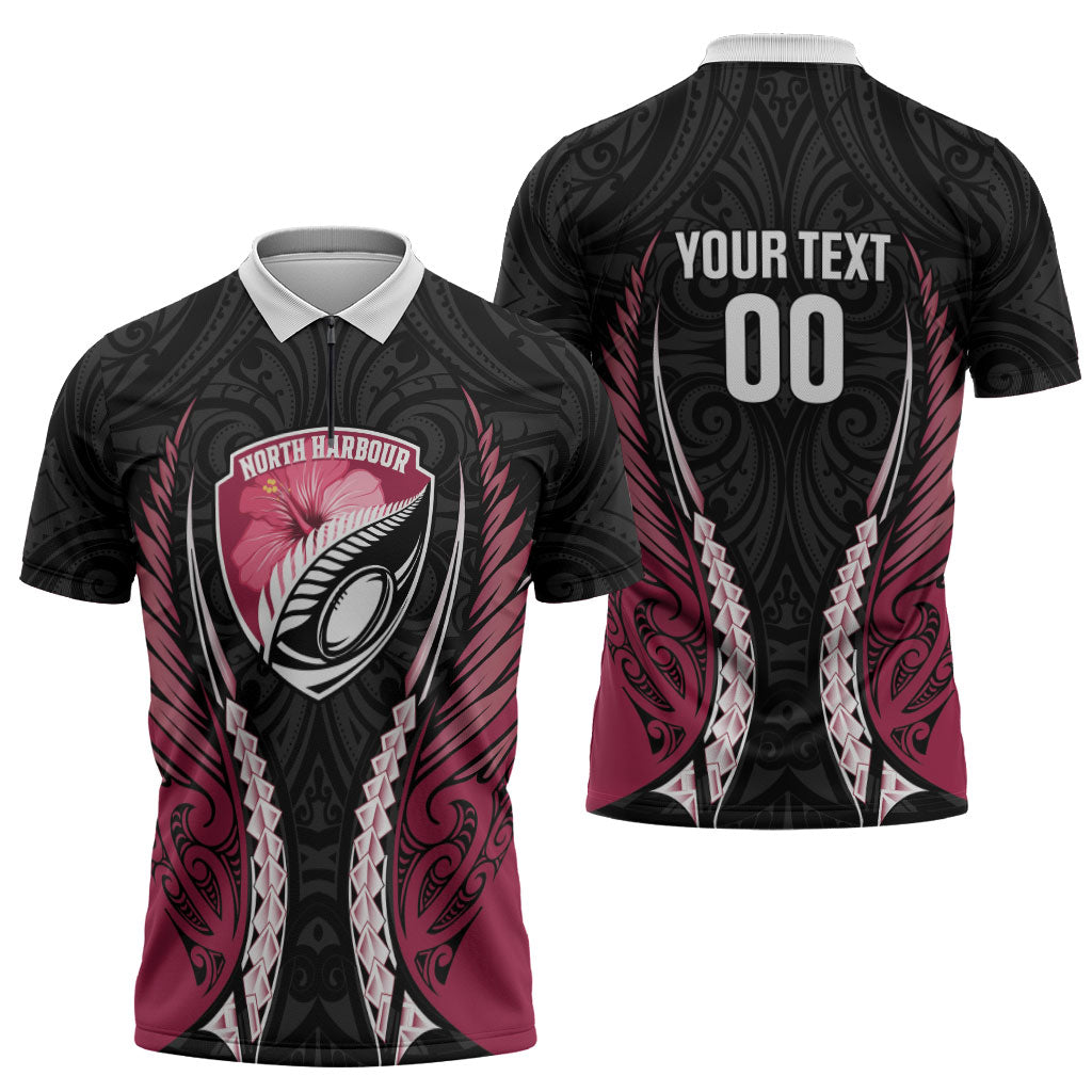 North Harbour 2026 Rugby Custom Zipper Polo Shirt NZ Maori Silver Fern LT14 - Polynesian Pride