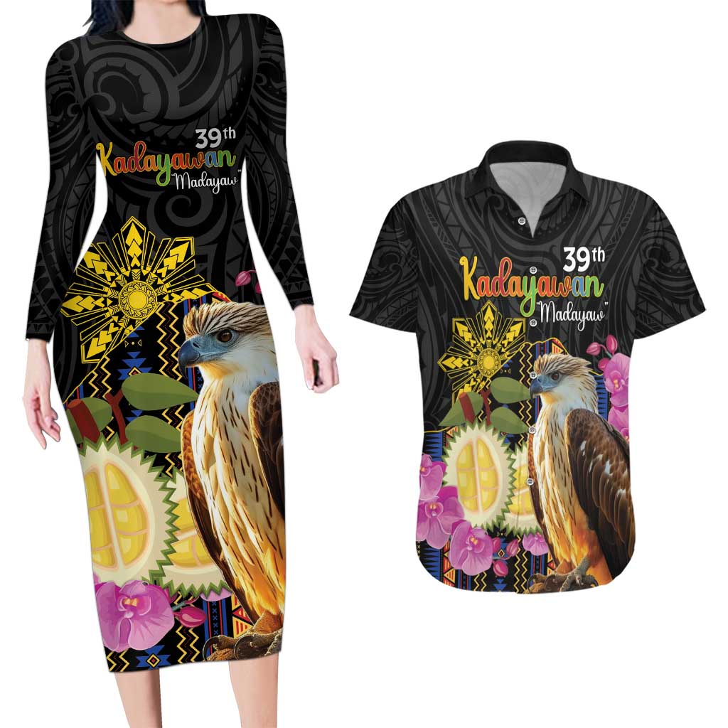 Kadayawan Philippines Couples Matching Long Sleeve Bodycon Dress and Hawaiian Shirt Filipino Eagle Happy 39th Anniversary