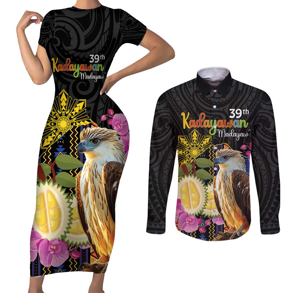 Kadayawan Philippines Couples Matching Short Sleeve Bodycon Dress and Long Sleeve Button Shirt Filipino Eagle Happy 39th Anniversary