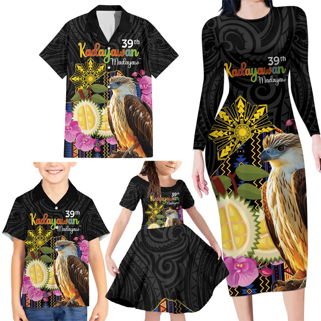 Kadayawan Philippines Family Matching Long Sleeve Bodycon Dress and Hawaiian Shirt Filipino Eagle Happy 39th Anniversary