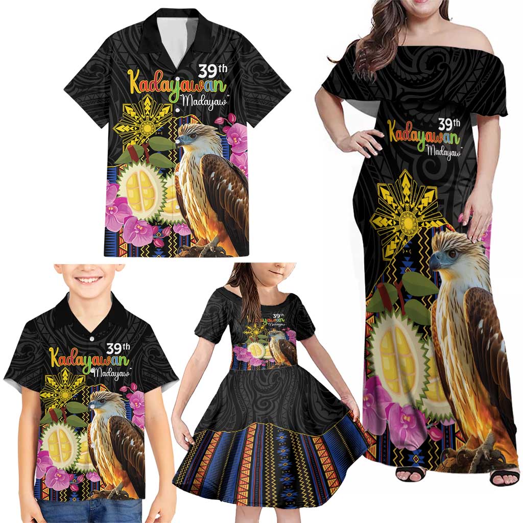 Kadayawan Philippines Family Matching Off Shoulder Maxi Dress and Hawaiian Shirt Filipino Eagle Happy 39th Anniversary