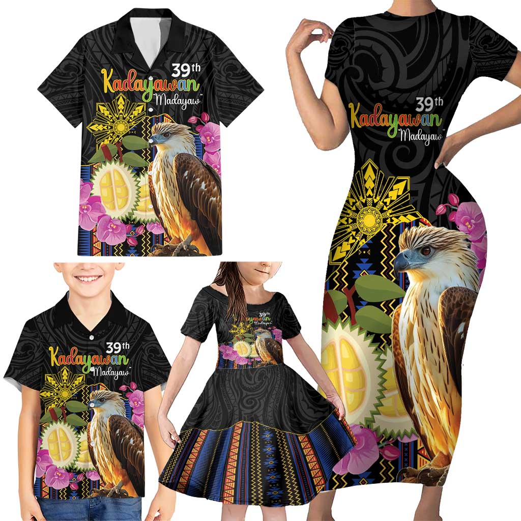 Kadayawan Philippines Family Matching Short Sleeve Bodycon Dress and Hawaiian Shirt Filipino Eagle Happy 39th Anniversary