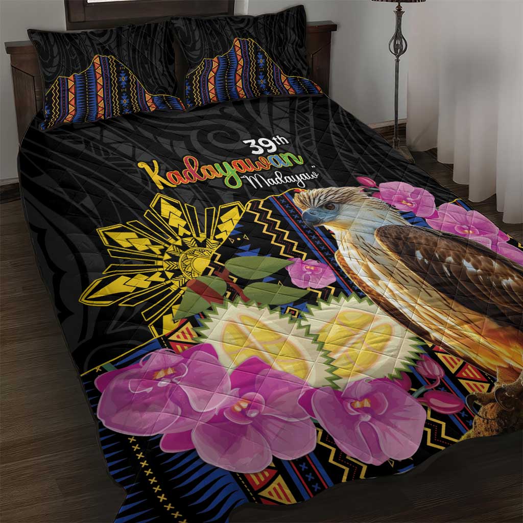 Kadayawan Philippines Quilt Bed Set Filipino Eagle Happy 39th Anniversary