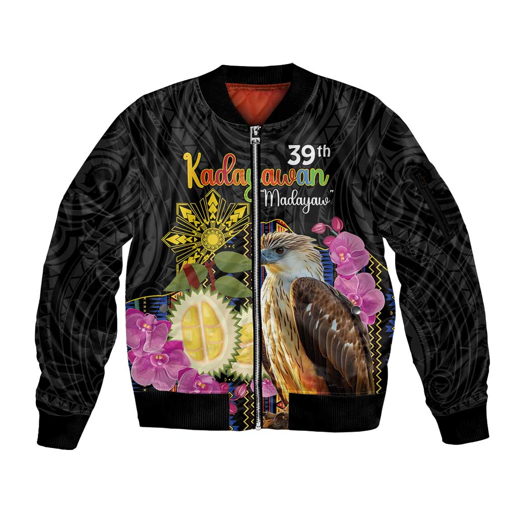 Kadayawan Philippines Sleeve Zip Bomber Jacket Filipino Eagle Happy 39th Anniversary