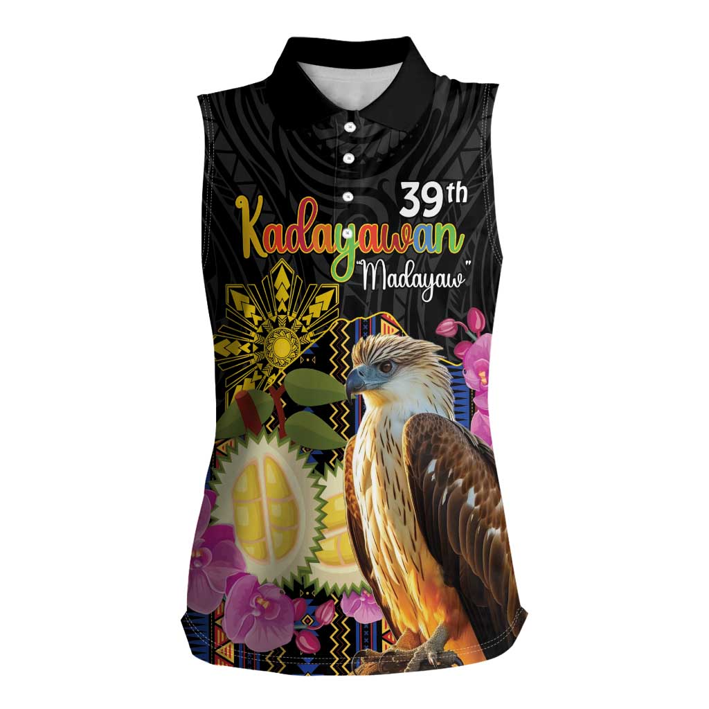 Kadayawan Philippines Women Sleeveless Polo Shirt Filipino Eagle Happy 39th Anniversary