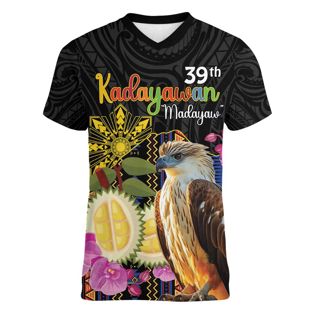 Kadayawan Philippines Women V-Neck T-Shirt Filipino Eagle Happy 39th Anniversary