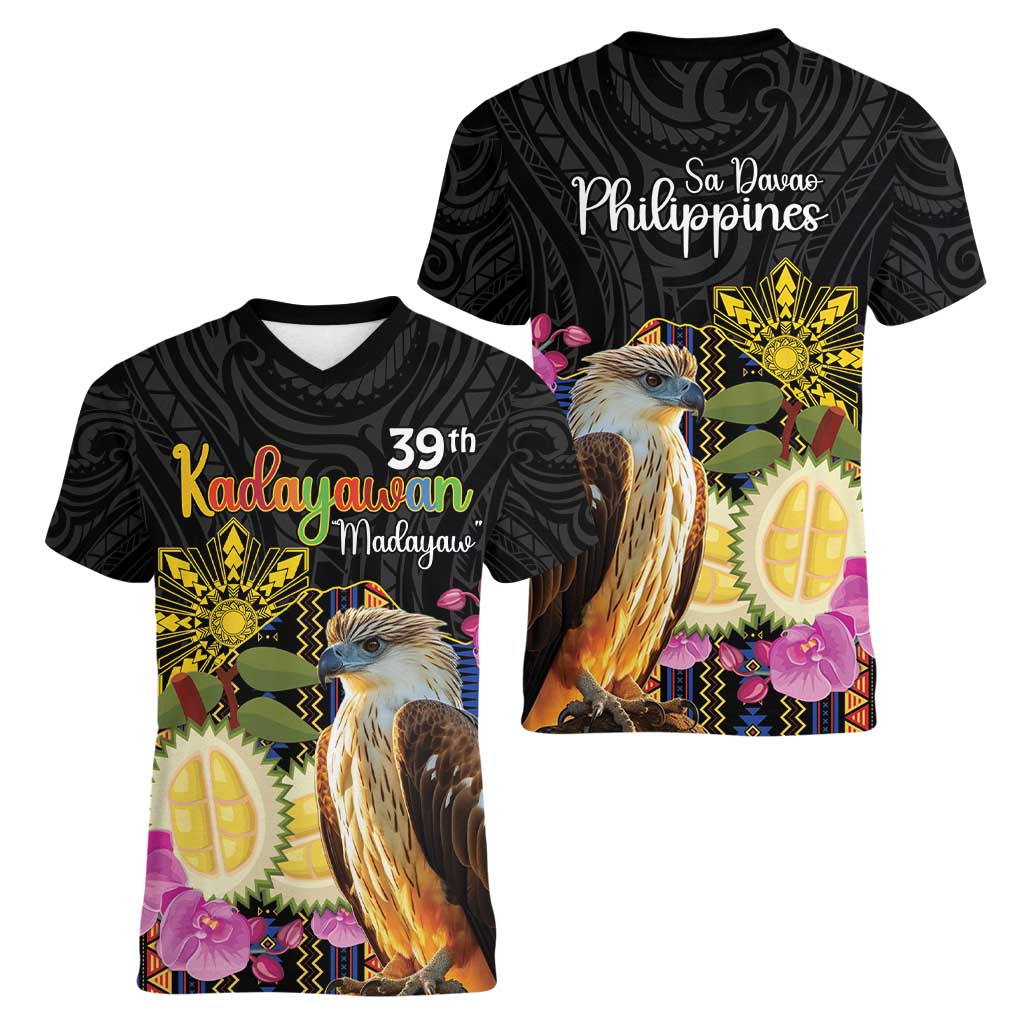 Kadayawan Philippines Women V-Neck T-Shirt Filipino Eagle Happy 39th Anniversary