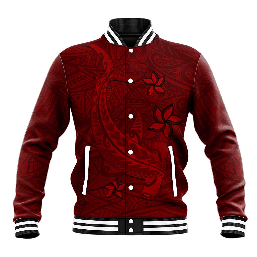 Oxblood Polynesia Baseball Jacket Hawaiian Tribal Hammerhead Shark Tattoo LT14 Unisex Oxblood - Polynesian Pride