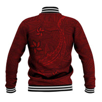 Oxblood Polynesia Baseball Jacket Hawaiian Tribal Hammerhead Shark Tattoo LT14 - Polynesian Pride