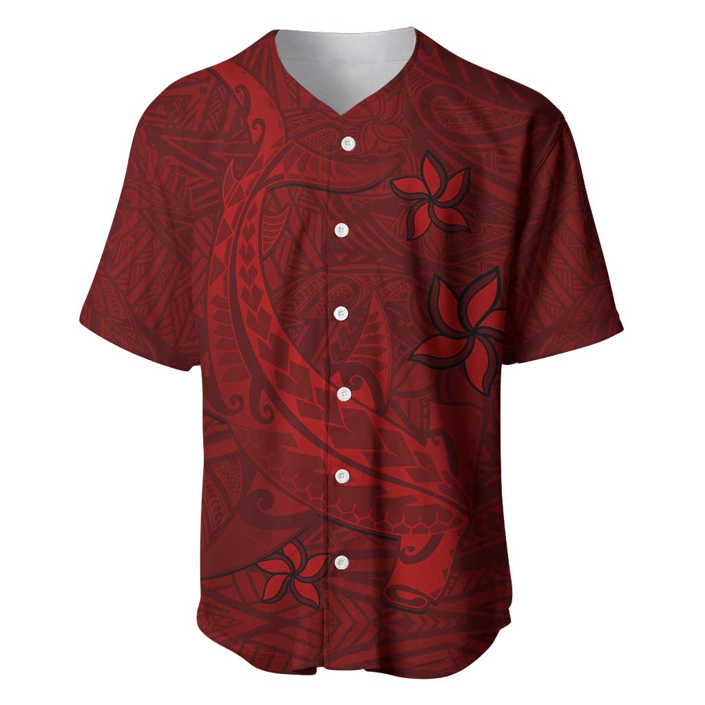 Oxblood Polynesia Baseball Jersey Hawaiian Tribal Hammerhead Shark Tattoo