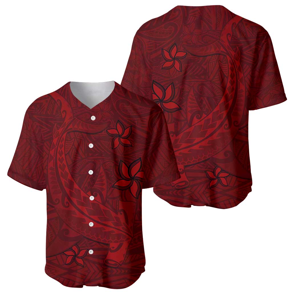 Oxblood Polynesia Baseball Jersey Hawaiian Tribal Hammerhead Shark Tattoo